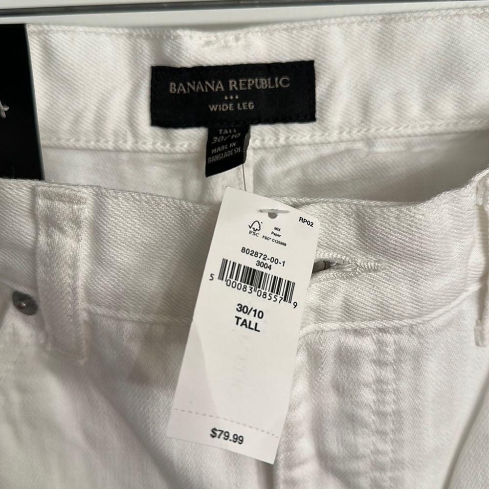 NWT Banana Republic White Wide Leg Jeans - Picture 3 of 5